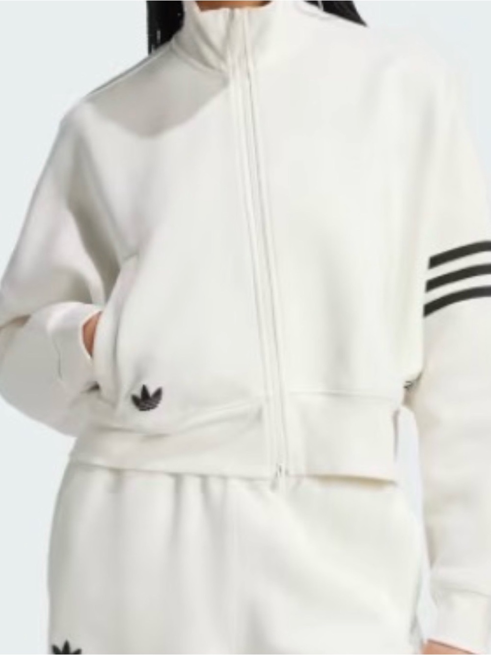 adidas Neuclassics Wonder White Zip-Up Track Jacket with Black Stripe Detai